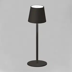 Tafellamp oplaadbare batterij zwart bijzetlamp touchdimmer slaapkamerlamp bedlamp, metaal, LED 2.5W 270Lm warm wit, DxH 12x38 cm pas cher