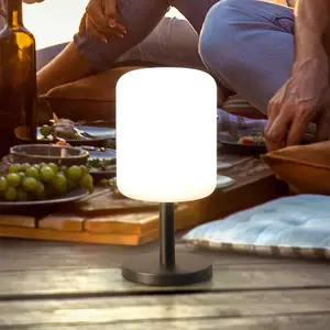 FHL easy! Volterra Pro - Tafellamp voor binnen/buiten (IP54) - Oplaadbaar - RGB + Instelbaar wit - Inclusief laadstation en afstandsbediening - Dimbaar in 3 stappen - Zwart/Wit