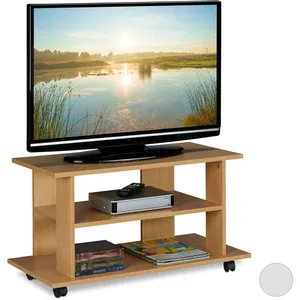 Relaxdays Meuble TV sur roulettes, 2 compartiments, Console pour TV,Table TV sur roulettes HlP 45 x80x40cm, effet bois pas cher