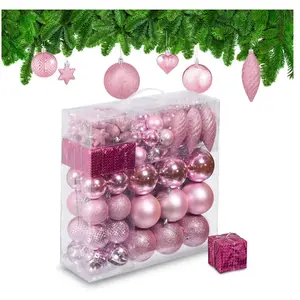 RELAXDAYS kerstballen - set van 110 - plastic - onbreekbaar - roze pas cher