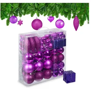Relaxdays Boules de Noël, lot de 110, en plastique, D : 6 cm, décorati... pas cher
