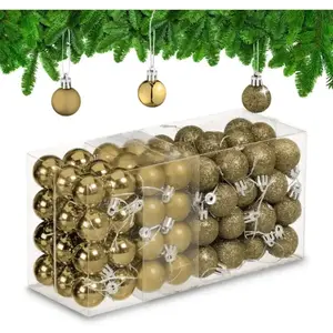 Relaxdays Boules de Noël, lot de 96, en plastique, D : 3 cm, paillette... pas cher