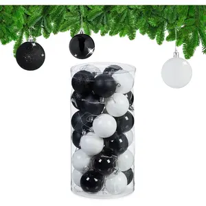 Relaxdays Boules de Noël, lot de 30, en plastique, D : 6 cm, paillette... pas cher