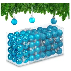 RELAXDAYS kerstballen set van 96 - plastic - 3 cm - mat - glanzend - glitters - onbreekbaar - petrol pas cher