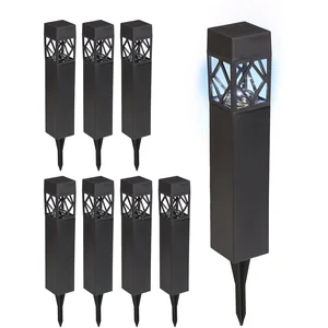 Relaxdays solar tuinlampen - set van 8 - koudwit - waterdicht - schemersensor - 41x6x6 cm - zwart pas cher