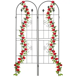 Relaxdays plantenklimrek set van 2 - 180 x 50 cm - vrijstaand - metaal - zwart pas cher