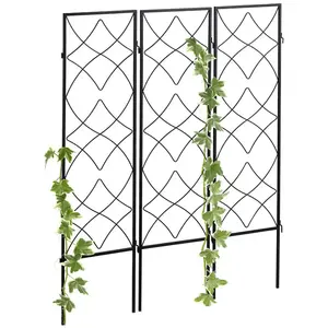 RELAXDAYS klimplantenrek metaal - set van 3 - elk 122 x 31 cm - trellis - zwart pas cher