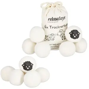 RELAXDAYS Boules de séchage xxl, lot de 12, balles sèche-linge, en laine de mouton, écologique, set pratique, ø 7 cm, blanc pas cher