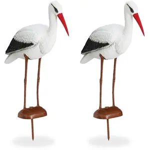 Statues de jardin cigogne - RELAXDAYS - Lot de 2 - Blanc - Livré monté