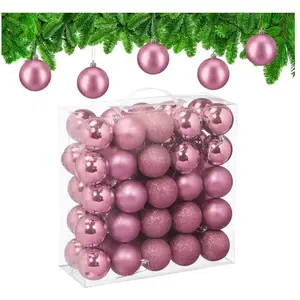 Relaxdays kerstballen set van 50 - Ø 6 cm - kunststof - onbreekbaar - roze pas cher