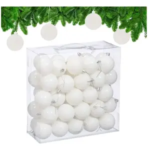 Relaxdays, Décorations de sapin de Noël, - Weihnachtskugeln im 50er Set, Weiss/ Silber, 7 x 6 cm (50 -pièce) pas cher