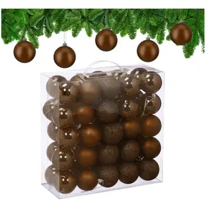 Relaxdays, Décorations de sapin de Noël, - Weihnachtskugeln im 50er Set, Braun/ Silber, 7 x 6 cm (50 -pièce) pas cher