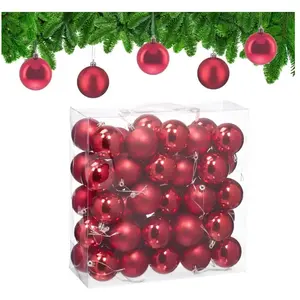 Relaxdays kerstballen set van 50 - Ø 6 cm - glanzend - mat - kunststof - rood pas cher
