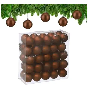 Relaxdays kerstballen set van 50 - Ø 6 cm - mat - kunststof - bruin pas cher