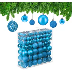 RELAXDAYS kerstballen - set van 150 - mat - glanzend - glitters - plastic -   3, 4, 6 cm - petrolblauw pas cher