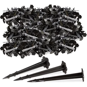 RELAXDAYS Piquets de fixation sol en plastique, lot de 1000, clous, sardines, jardin, tente, fixation terre 11,5 cm, noir pas cher