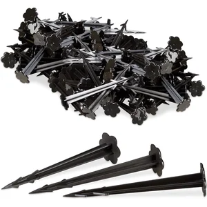RELAXDAYS Piquets de fixation sol en plastique, lot de 200, clous, sardines, jardin, tente, fixation terre 11,5 cm, noir pas cher