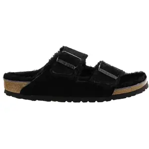 Sandales Birkenstock Arizona Suede Leather Etroit - Noir - Taille 42 - Lit de pied anatomique en liège et latex