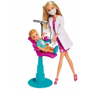 Simba 105733514 Poupée Steffi Love Dentist en tant que dentiste et Timmy en tant que patient, avec chaise et accessoires dentaires, 12 cm, 29 cm, pour enfants à partir de 3 ans pas cher
