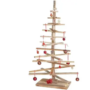 Sapin de Noel décoratif HWC-H77, arbre de Noel 3D, aspect shabby, bois de sapin réglable 130x82x82cm pas cher