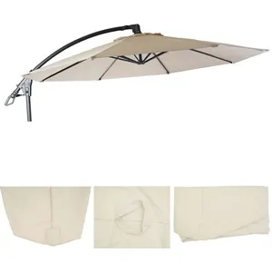 Mendler Revêtement De Rechange Pour Deluxe Parasol Hwc-D14, Revêtement De Parasol Ronde Ø 3m   Crème Sans Flap