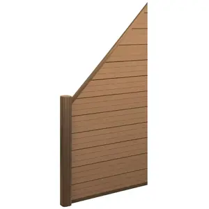 Mendler Pare-vue WPC Sarthe, clôture coupe-vent, poteaux alu ~ élément d'extension oblique gauche, 0,95m teckVendu parrakuten