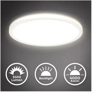 B.K.Licht Panel LED ultra plat, 22W, 3000Lm, lumière blanche neutre 40... pas cher