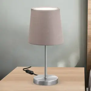 B.K.Licht Lampe de table Taupe, lumière blanche chaude indirecte, sans ampoule, sans scintillement, pied antidérapant & abat-jour en tissu pas cher