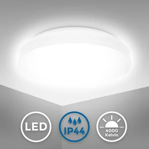 Plafonnier LED spéciale sdb - B.K.LICHT - Ø22cm - Protection contre les projections d'eau - Lumière blanche pas cher