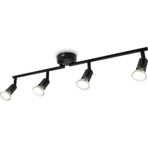 B.K.Licht - Zwarte Plafondspots - plafonnière - zwenkbare opbouwspots - met 4 lichtpunten - met GU10 lichtbronnen pas cher