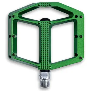 ACID Pedalen Flat A3-ZP - Grote voetafdruk - 11 pinnen per kant - Aluminium - 480g - L115xB100xH18 mm - Groen pas cher