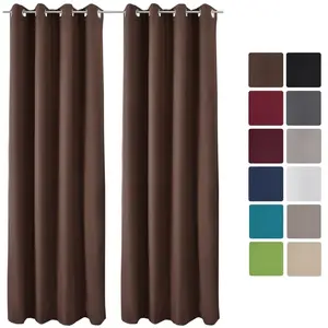 Rideaux Thermique Marron uni opaque à oeillet Amelie - 140x245 cm - isolant uni à anneaux - Beautissu pas cher