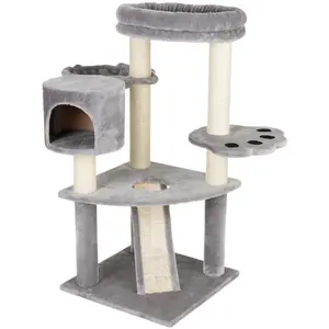 zooplus Exclusive Tanière d'ours - Arbre à chat - Gris clair pas cher