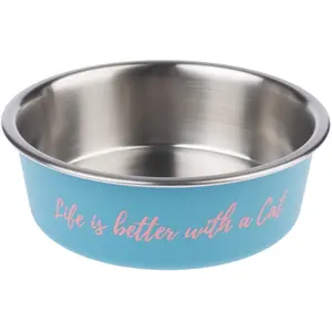 Gamelle en inox TIAKI "Better With A Cat" pour chat - capacité : 450 mL, 14 cm de diamètreVendu parzooplus-be