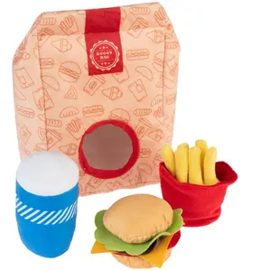 Jouet Squeaky Burger Menu pour chien  - lot de 4 jouets pas cher