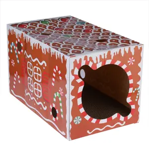 Tunnel à griffer TIAKI Pain d’épices pour chat - L 50 x l 30 x H 30 cm pas cher