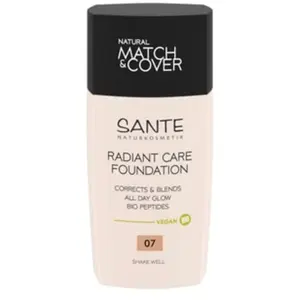SANTE Naturkosmetik Radiant Care Fond de teint 07 Rose Beige - Fond de teint végétalien avec peptides bio et huiles de qualité supérieure - Pour une peau éclatante - Formule nourrissante et durable - pas cher