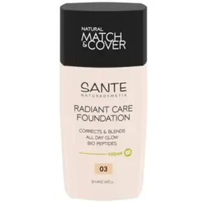 SANTE Naturkosmetik Radiant Care Fond de teint 03 Neutral Linen - Fond de teint végétalien avec peptides bio et huiles de qualité supérieure - Pour une peau éclatante - Formule nourrissante et durable pas cher