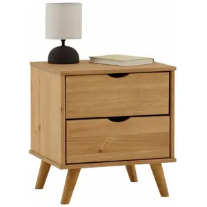 Table de chevet - IDIMEX - COLIMA - 2 tiroirs - Bois massif - Naturel pas cher