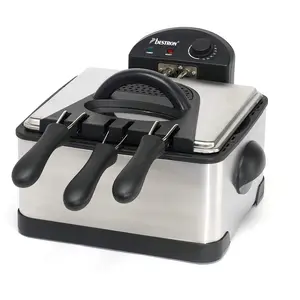 Bestron Friteuse familiale avec zone froide 3 paniers 4 litres Capacité de 15 kg-2x750 g de friture
