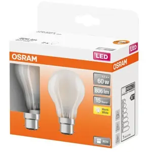 OSRAM - Boite de 2 LED std verre dépoli 6.5W b22 806lm 2700K chaud pas cher