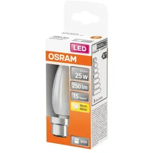 OSRAM - LED flamme verre dépoli 2.5W B22 250lm 2700K chaud pas cher