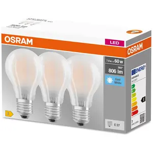 OSRAM lampe LED | Culot: E27 | Blanc froid | 4000 K | 6,50 W | remplacement pour 60 W Incandescent bulb | dépolie | LED BASE pas cher