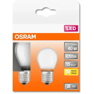 OSRAM - Boite de 2 LED sphérique verre dépoli 4W E27 470lm 2700K chaud pas cher