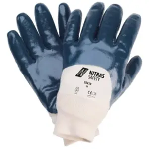 Nitras, Gants de protection, Gants en nitrile, jersey coton, couleur naturelle, enduction nitrile, bleu (code couleur : 2216), 3 (8, 9, 10, 11) pas cher