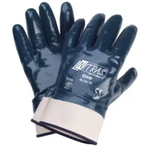 Nitras, Gants de protection, Gants en nitrile, jersey coton, couleur naturelle, enduction nitrile, bleu (code couleur : 2200), v (8, 9, 10, 11) pas cher