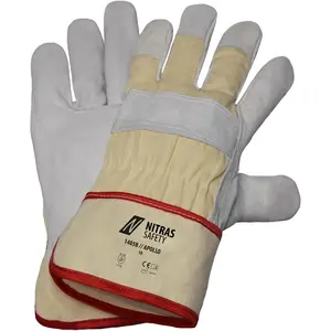 Nitras, Gants de protection, APOLLO, gants en cuir vachette, dos en coton, naturel, cuir vachette, gris (code couleur : (8, 9, 10, 11, 12) pas cher