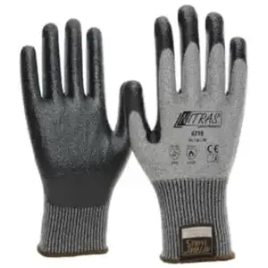 Nitras, Gants de protection, Gants de protection anti-coupures TAEKI, fil spécial TAEKI, gris, revêtement en nitrile, noir (code (10) pas cher