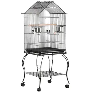 YAHEETECH Cage pour les Oiseaux 59 x 59 x 145 cm Cage sur Roulettes Canaries Per... pas cher