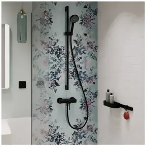 hansgrohe Activera S - Doucheset - EcoSmart waterbesparend - Select-knop bediening - 95mm - 2 straalfuncties - met glijstang Varia 90 cm - Mat Zwart